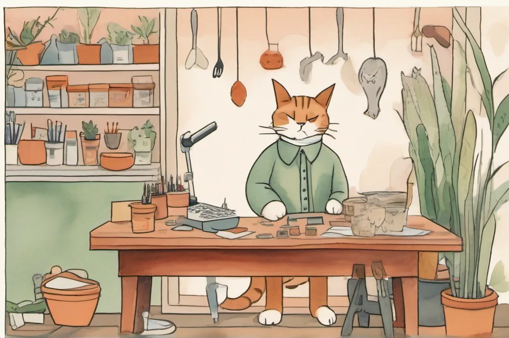 Watercolor business-cat illustration for Turn a Big Goal Into a Year of Small Steps